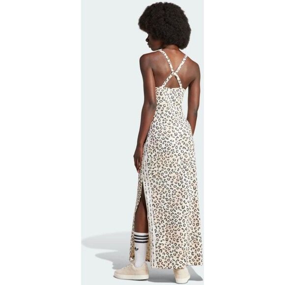 Adidas Originals Leopard Luxe 3-Stripes Maxi Dress XL White IY7066 - Picture 2 of 10